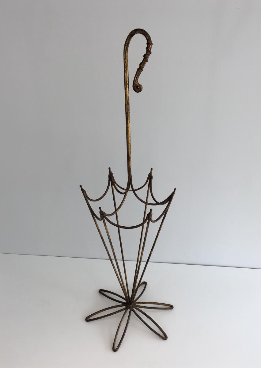 Umbrella Stand In Golden Wrought Iron. Around 1940-photo-4