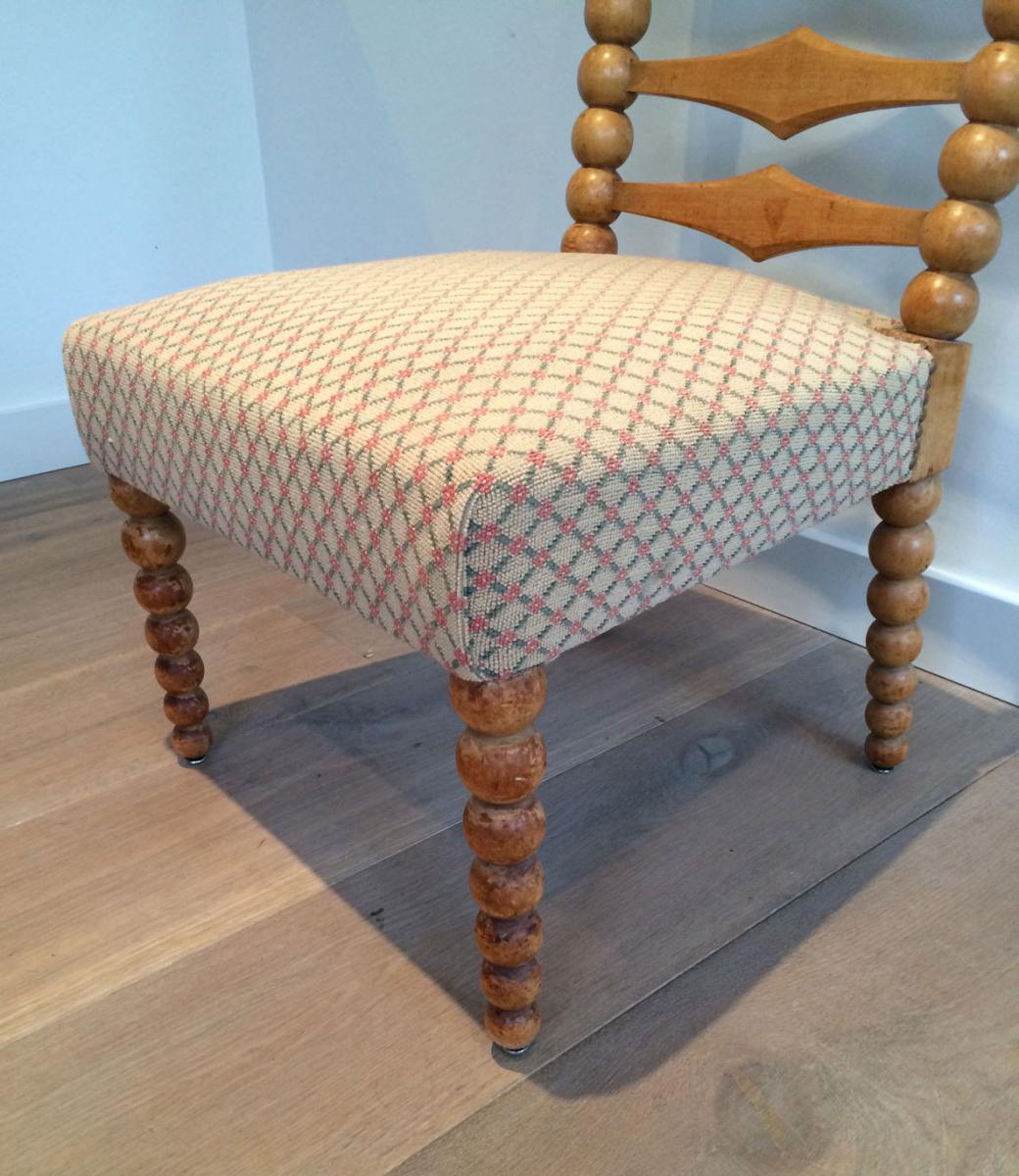 Decorative Chair Made Of Balls And Rhombuses Wood. Around 1940-photo-4