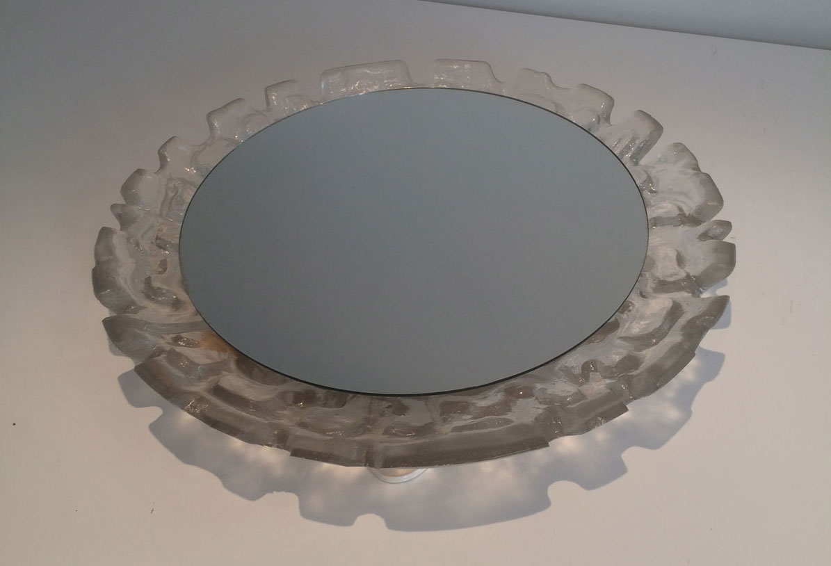 Unusual Illuminating Molded Plastic Mirror. Circa 1970 -photo-5