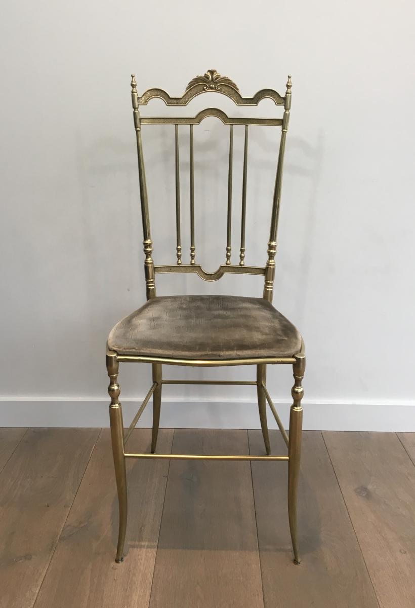 Rare Set Of 4 Elegant Neoclassical Brass Chairs. (seats Must Be Re-upholstered). French. Circa 