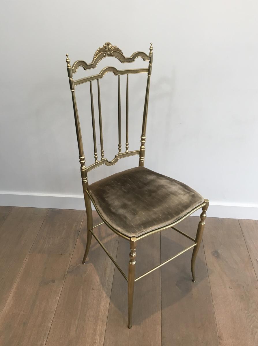 Rare Set Of 4 Elegant Neoclassical Brass Chairs. (seats Must Be Re-upholstered). French. Circa -photo-3