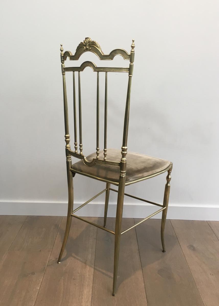 Rare Set Of 4 Elegant Neoclassical Brass Chairs. (seats Must Be Re-upholstered). French. Circa -photo-4