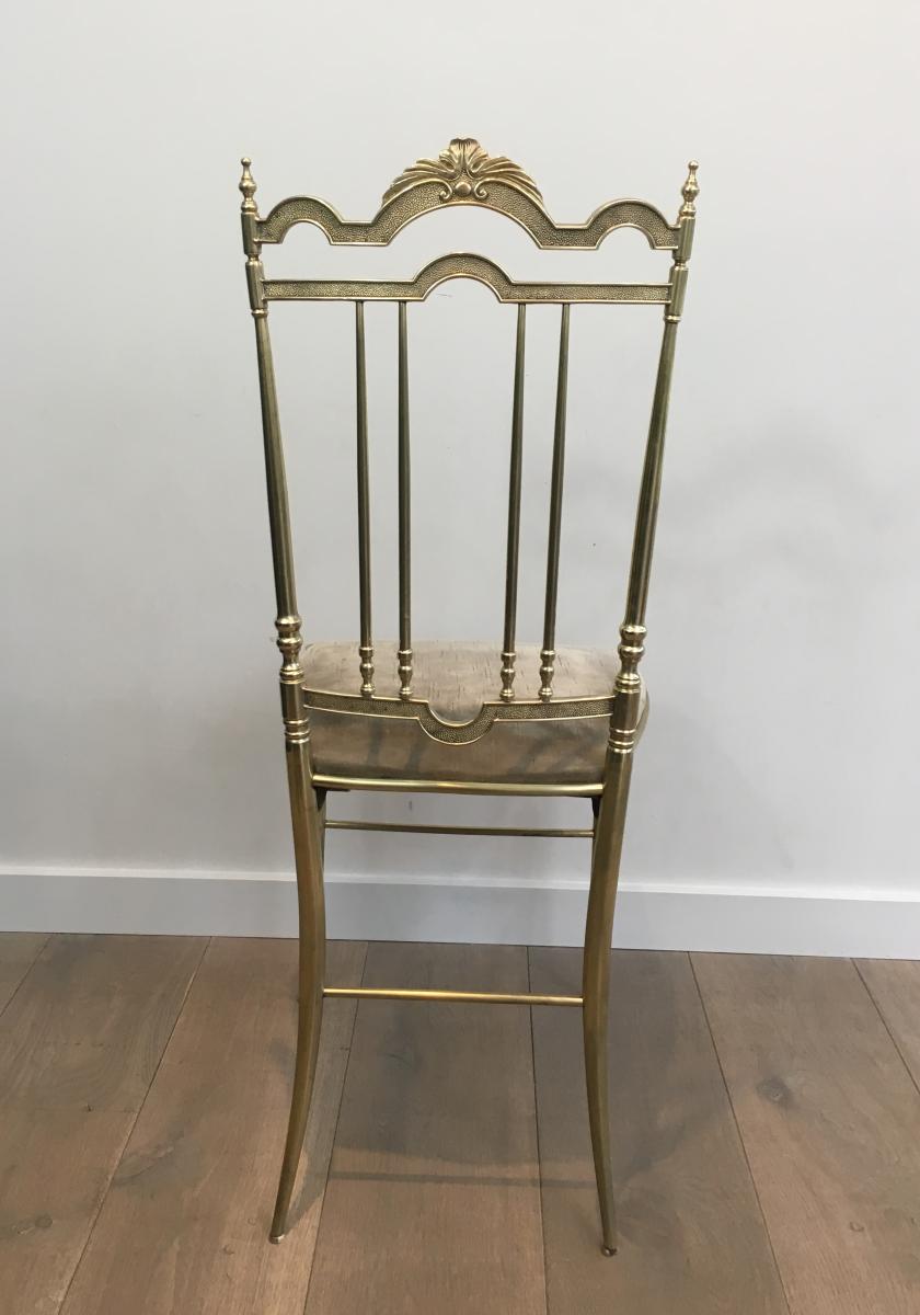 Rare Set Of 4 Elegant Neoclassical Brass Chairs. (seats Must Be Re-upholstered). French. Circa -photo-1