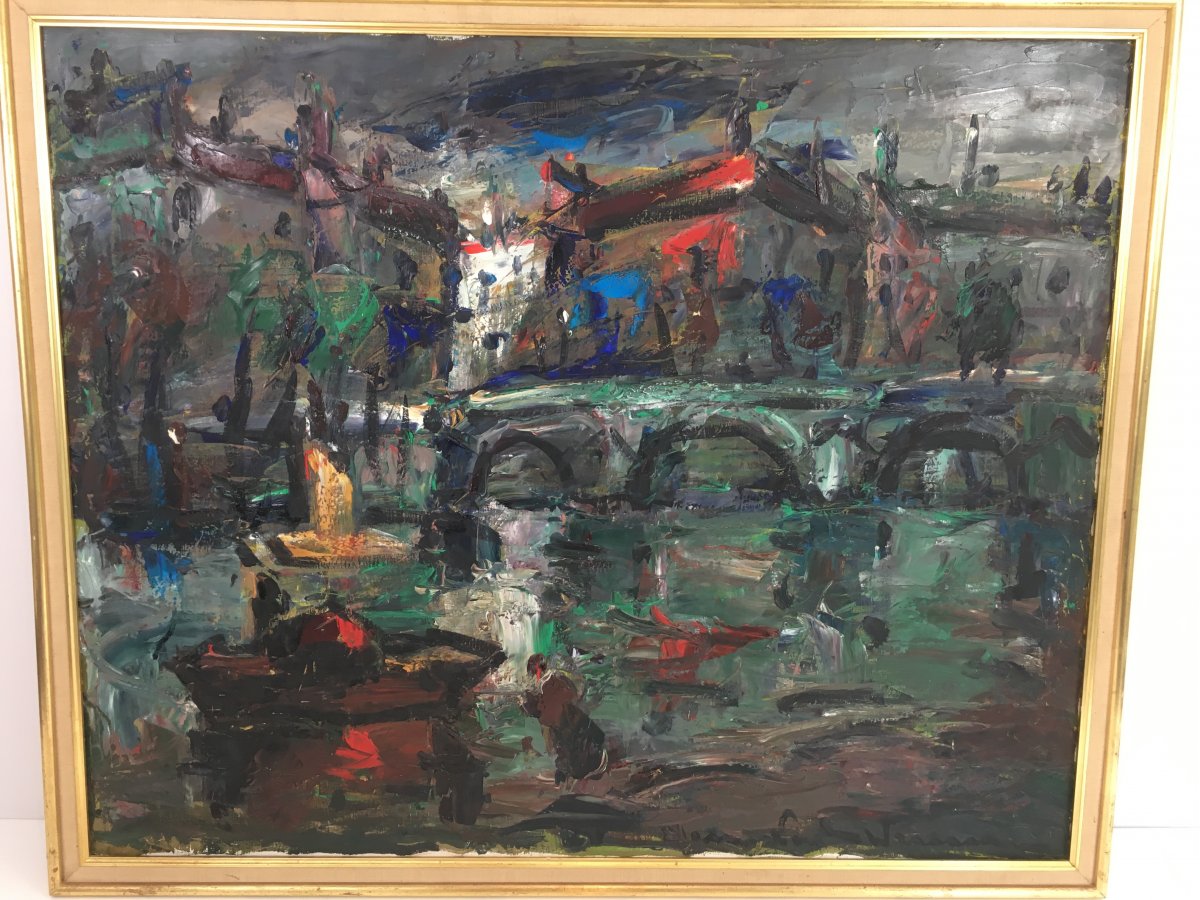 Oil On Canvas. Signed. Circa 1960-photo-4