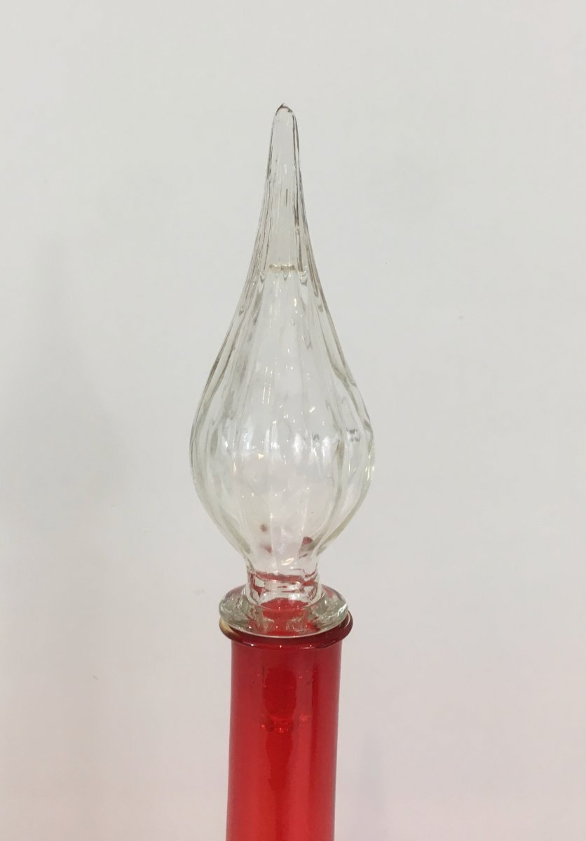 Red Glass Design Bottle. Circa 1970-photo-4