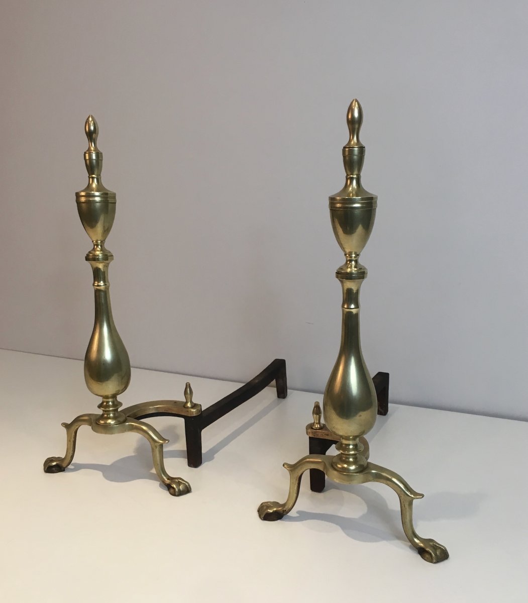 Pair Of Neo-gothic Bronze And Wrought Iron Andirons. French. 19th Century-photo-4