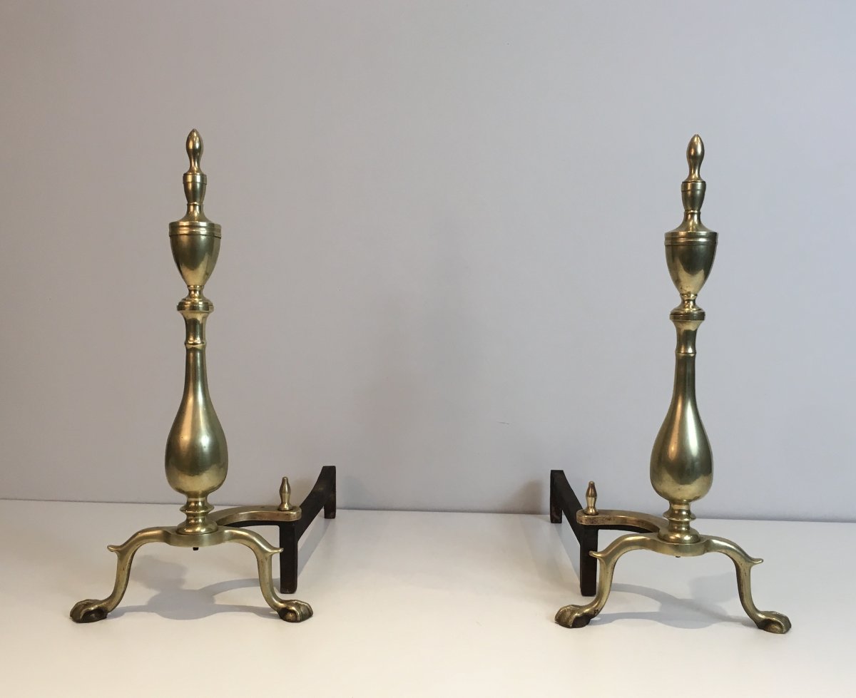 Pair Of Neo-gothic Bronze And Wrought Iron Andirons. French. 19th Century-photo-8