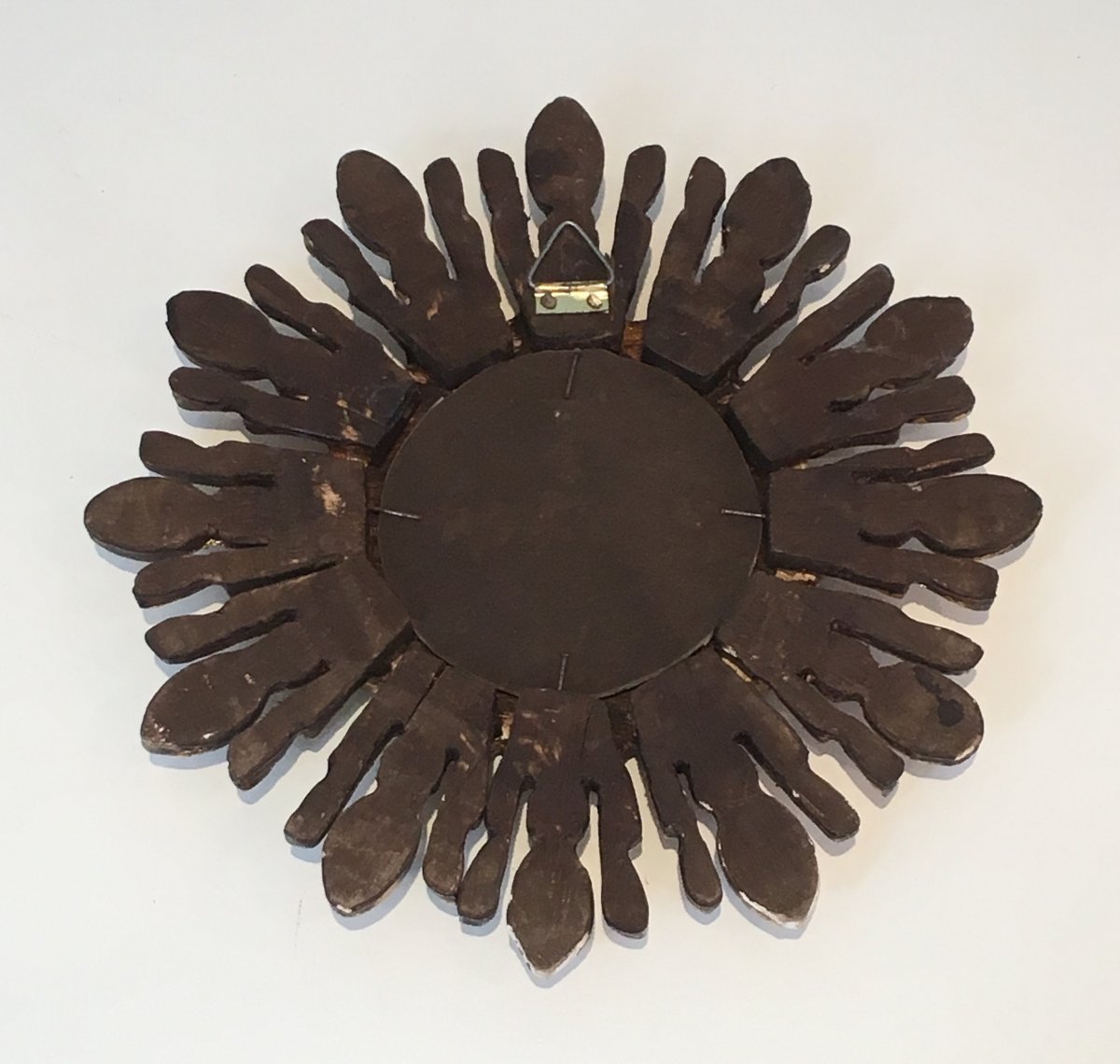 Very Small Gilt Wood Sunburst Mirror. Italian. Circa 1970-photo-6