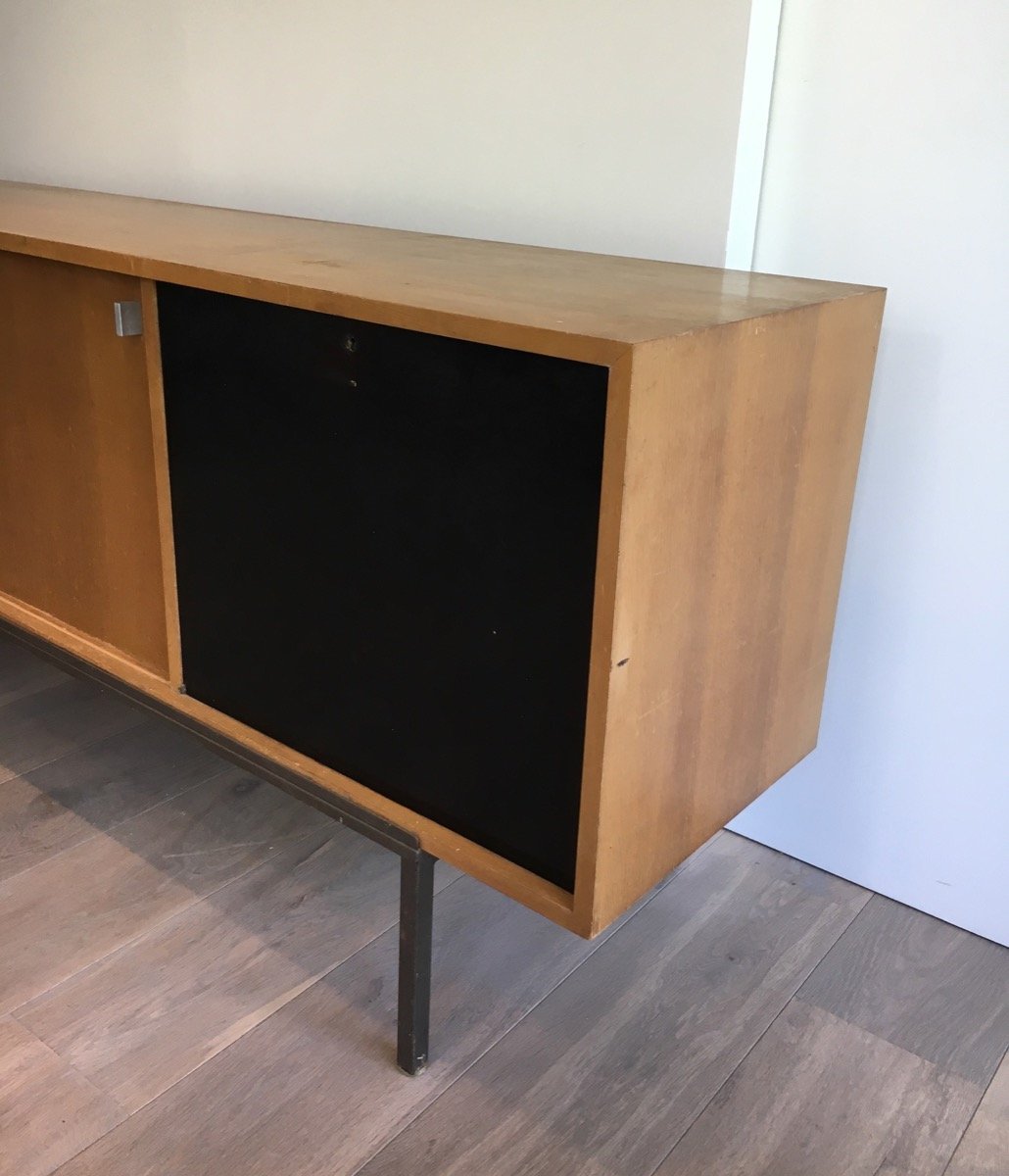 Sideboard With Two Sliding Doors And Bar And A Metal Base. Circa 1950-photo-4