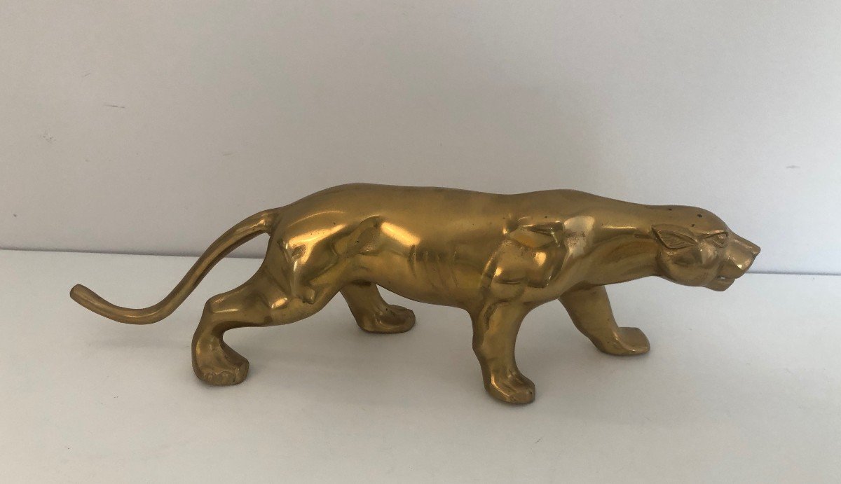 Brass Tiger Sculpture. French. Circa 1970-photo-3