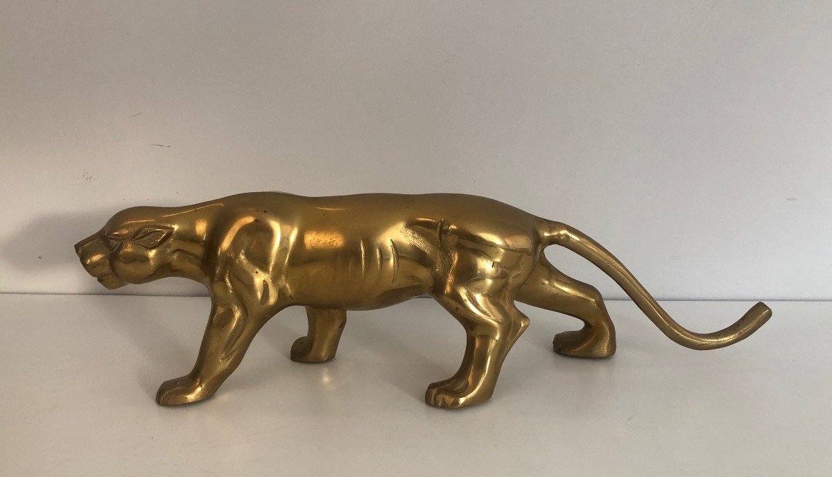 Brass Tiger Sculpture. French. Circa 1970-photo-5