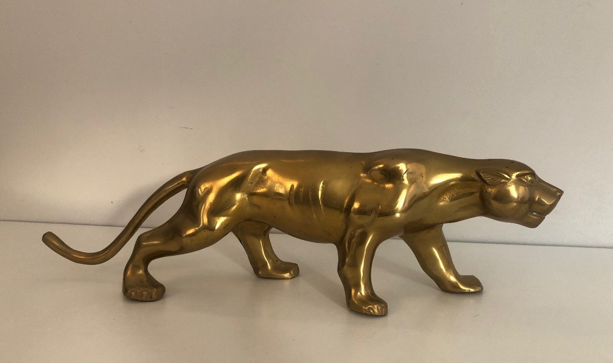 Brass Tiger Sculpture. French. Circa 1970-photo-8
