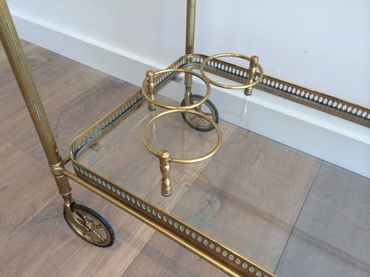 Neoclassical Style Brass Drinks Trolley With Removable Trays. French. Circa 1940-photo-4