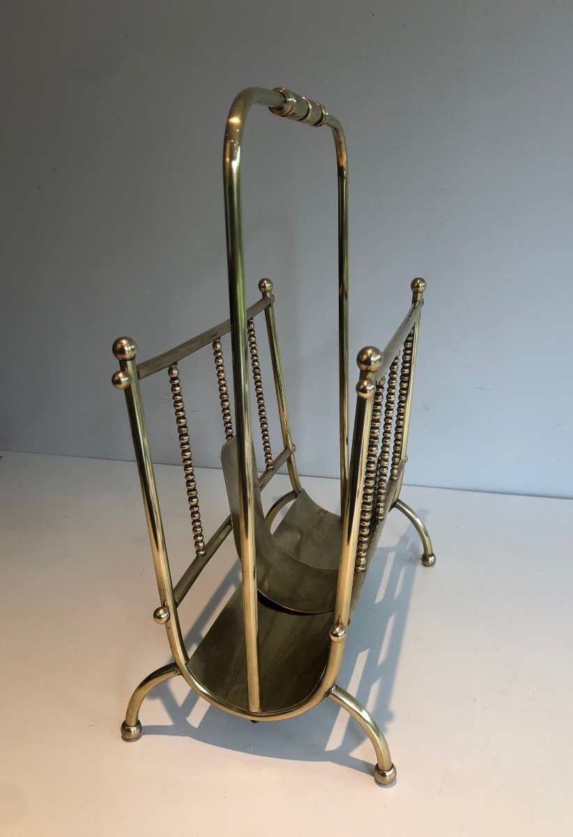 Neoclassical Style Brass Magazine Rack. French. Circa 1970-photo-4