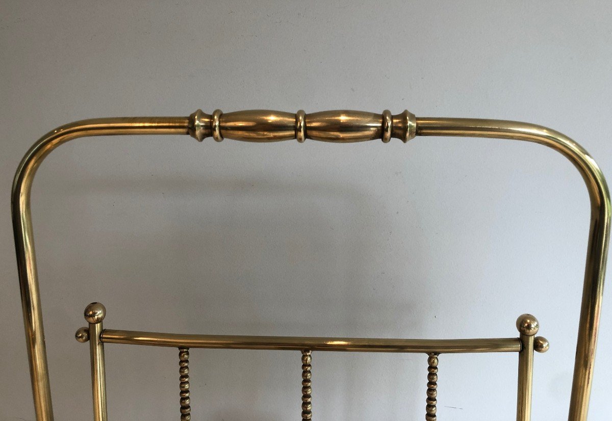 Neoclassical Style Brass Magazine Rack. French. Circa 1970-photo-1