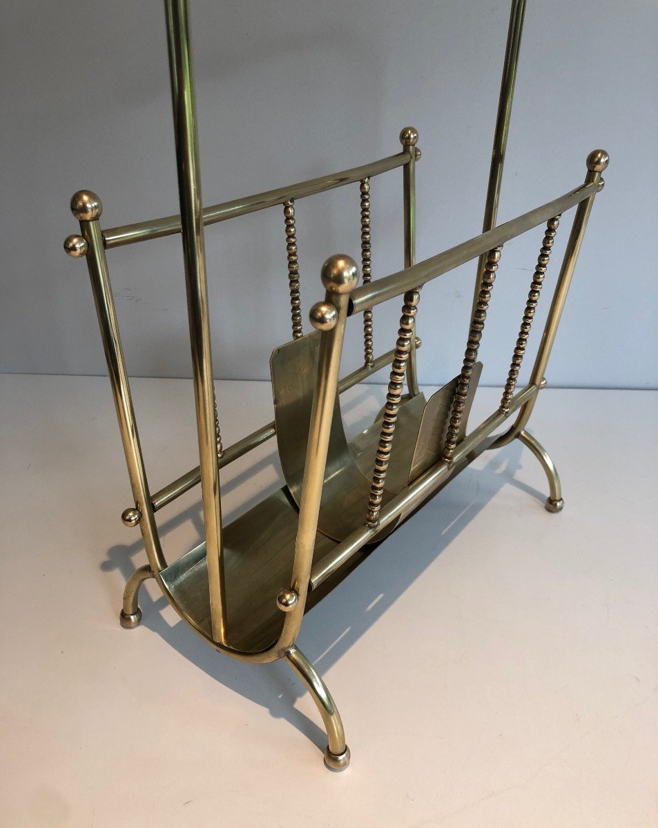 Neoclassical Style Brass Magazine Rack. French. Circa 1970-photo-2