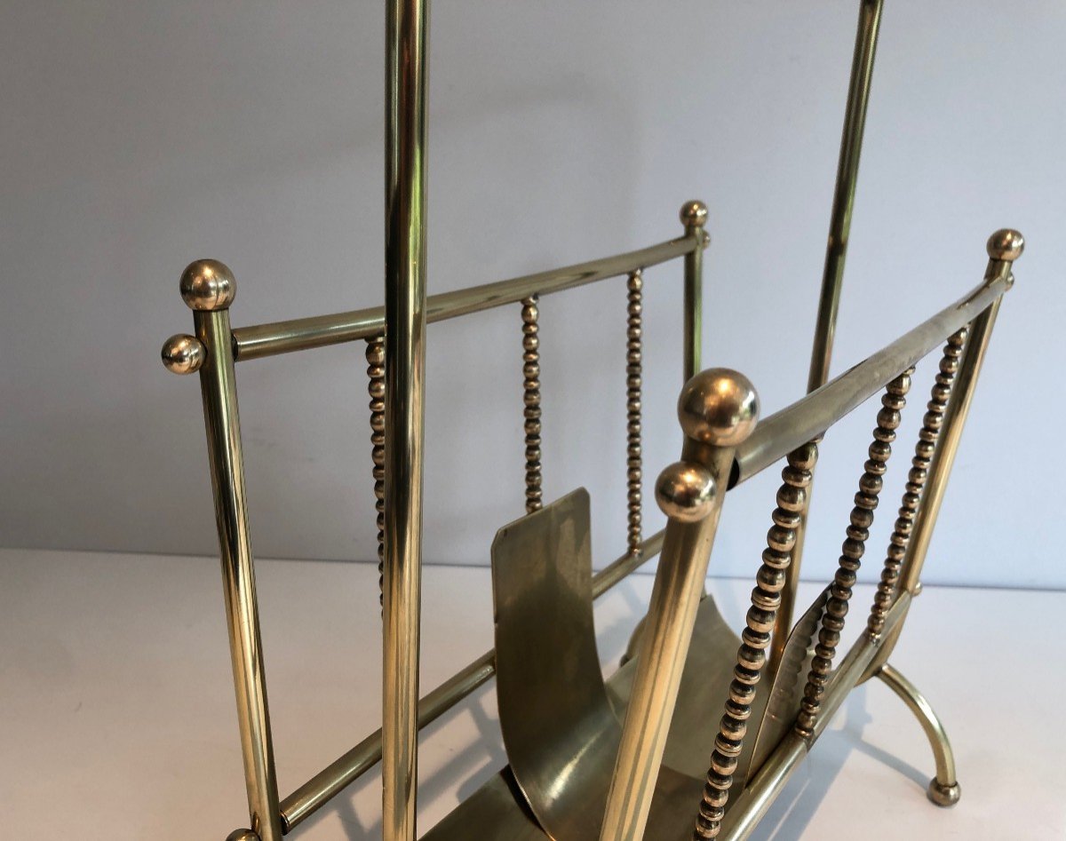 Neoclassical Style Brass Magazine Rack. French. Circa 1970-photo-3