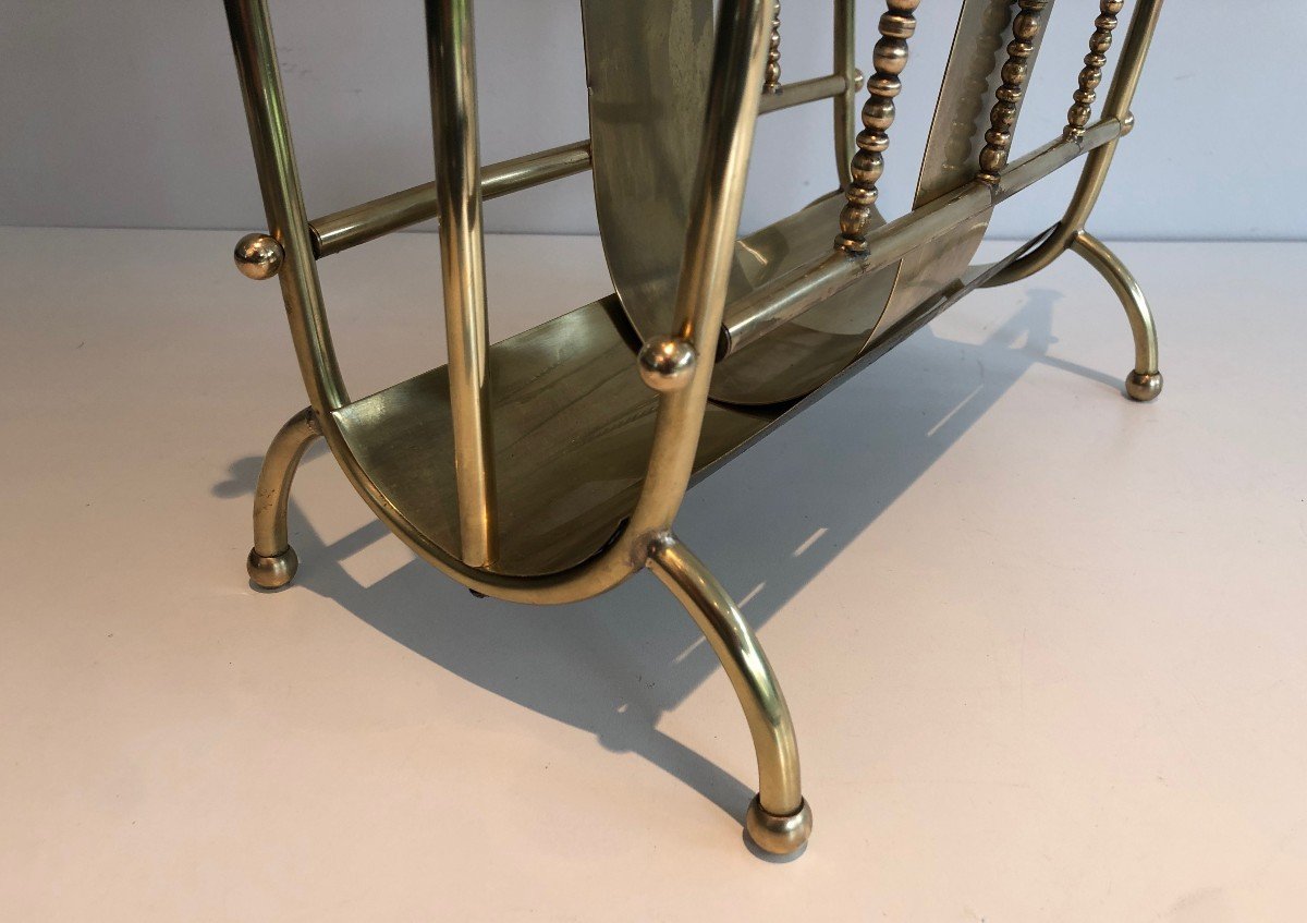 Neoclassical Style Brass Magazine Rack. French. Circa 1970-photo-4