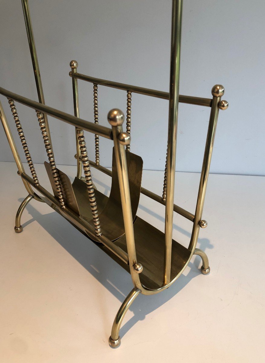 Neoclassical Style Brass Magazine Rack. French. Circa 1970-photo-5