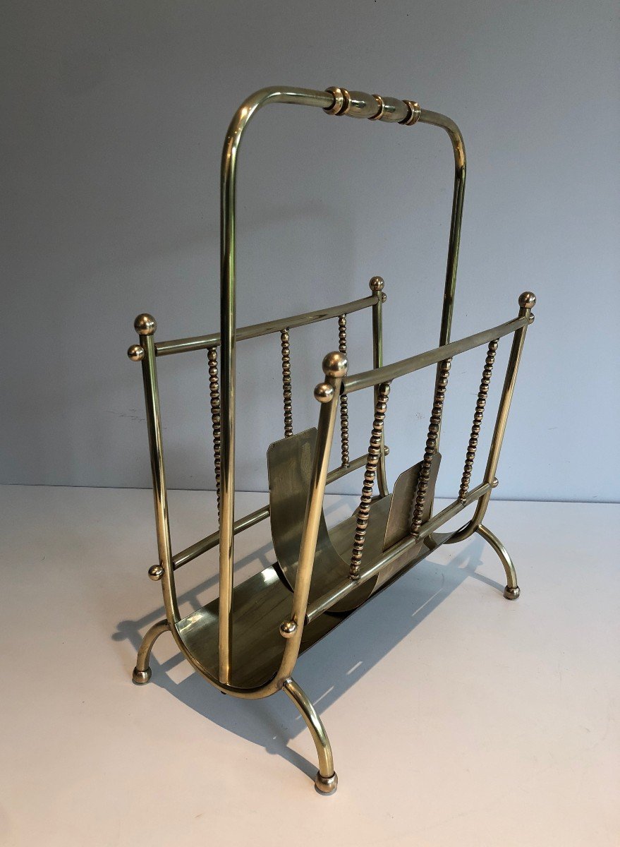 Neoclassical Style Brass Magazine Rack. French. Circa 1970-photo-8