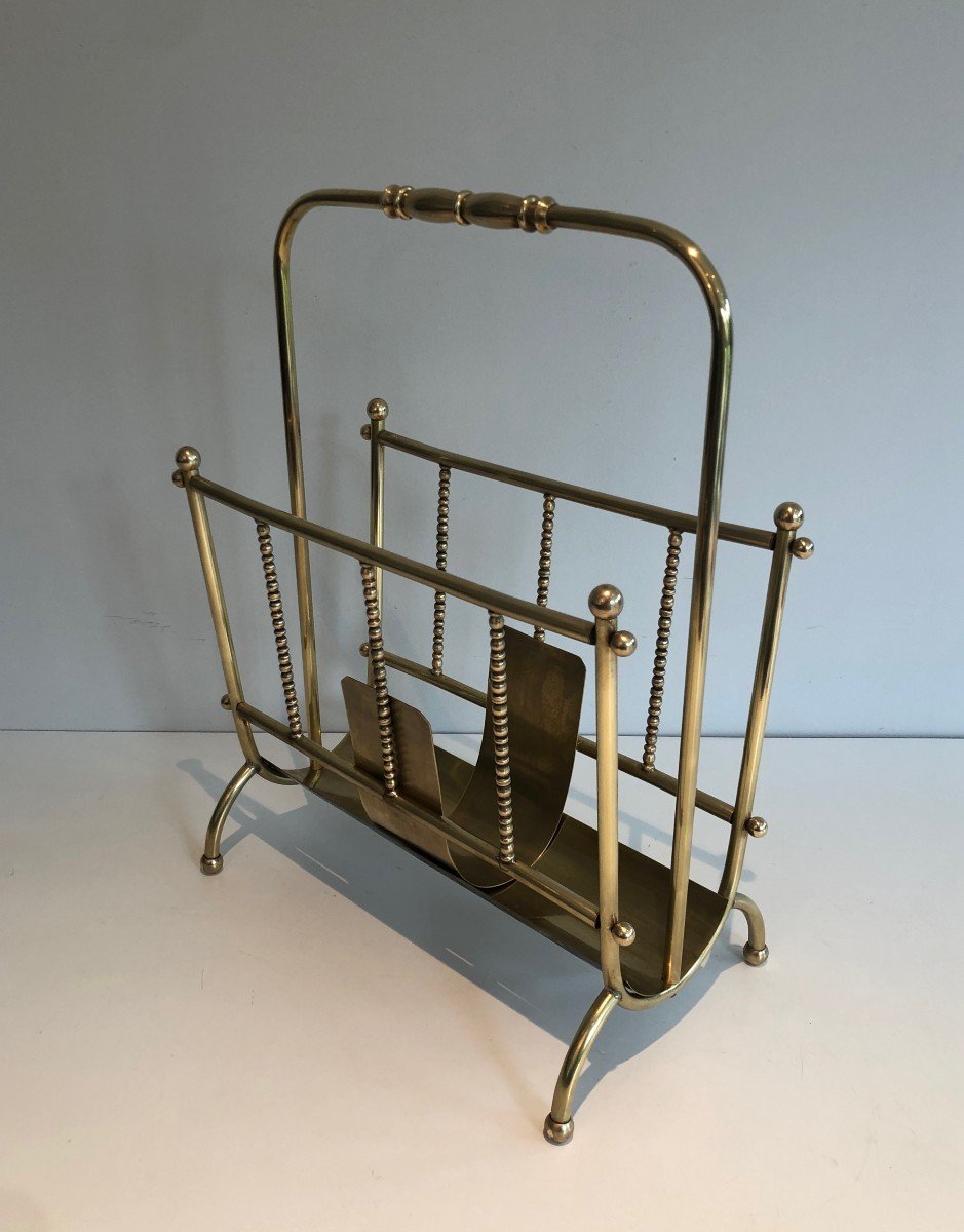 Neoclassical Style Brass Magazine Rack. French. Circa 1970