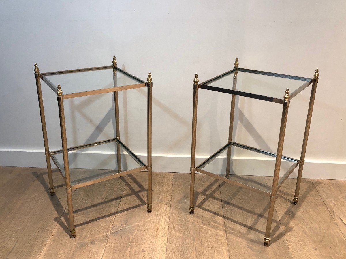 Pair Of Silver Plated Side Tables Attributed To Maison Jansen-photo-3