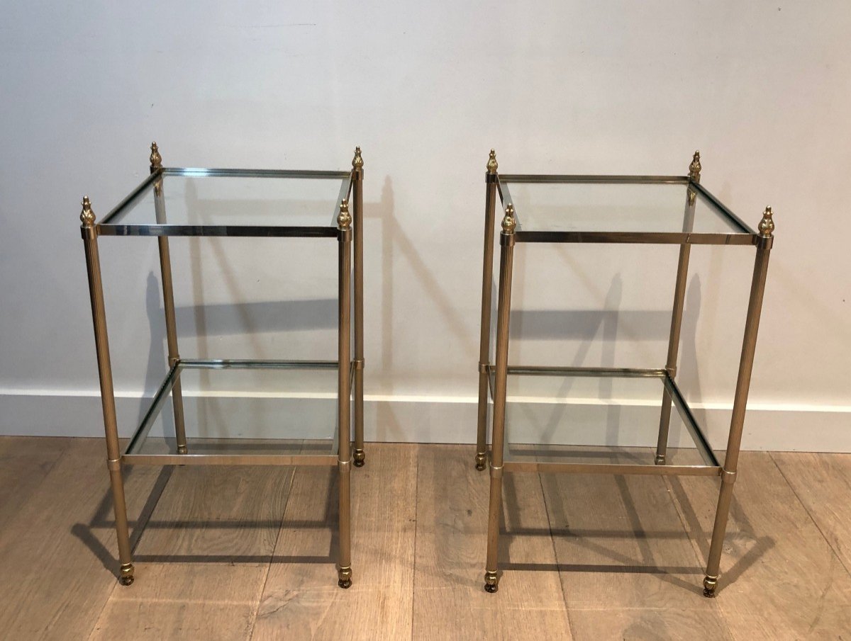 Pair Of Silver Plated Side Tables Attributed To Maison Jansen-photo-4