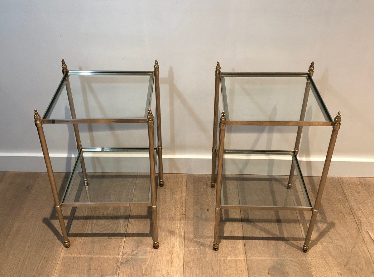 Pair Of Silver Plated Side Tables Attributed To Maison Jansen-photo-1