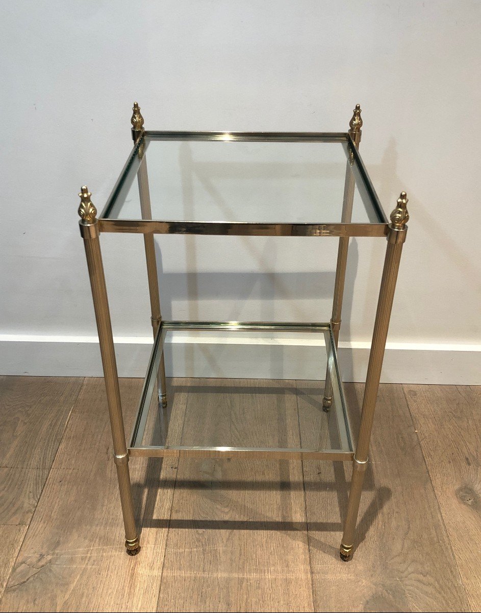 Pair Of Silver Plated Side Tables Attributed To Maison Jansen-photo-3