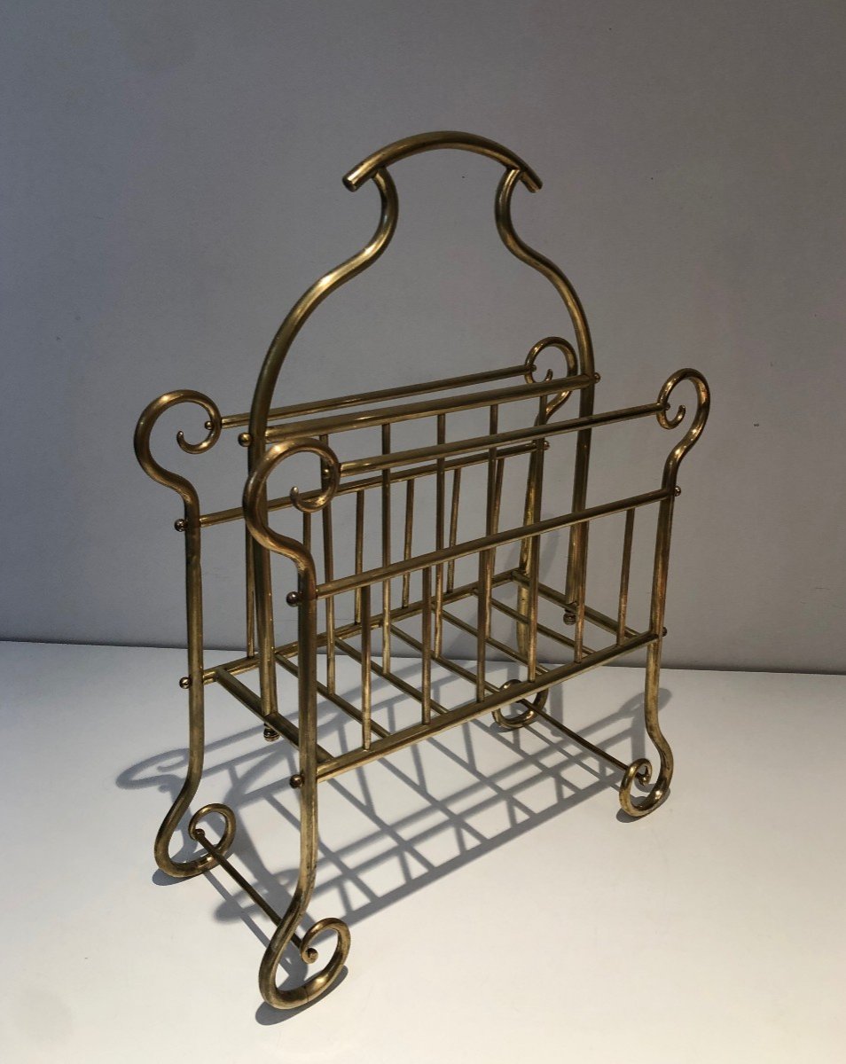 Brass Magazine Rack. French Work, Circa 1900-photo-2