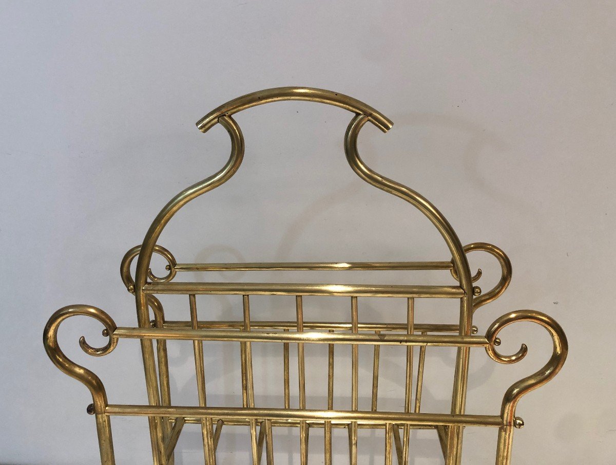 Brass Magazine Rack. French Work, Circa 1900-photo-2