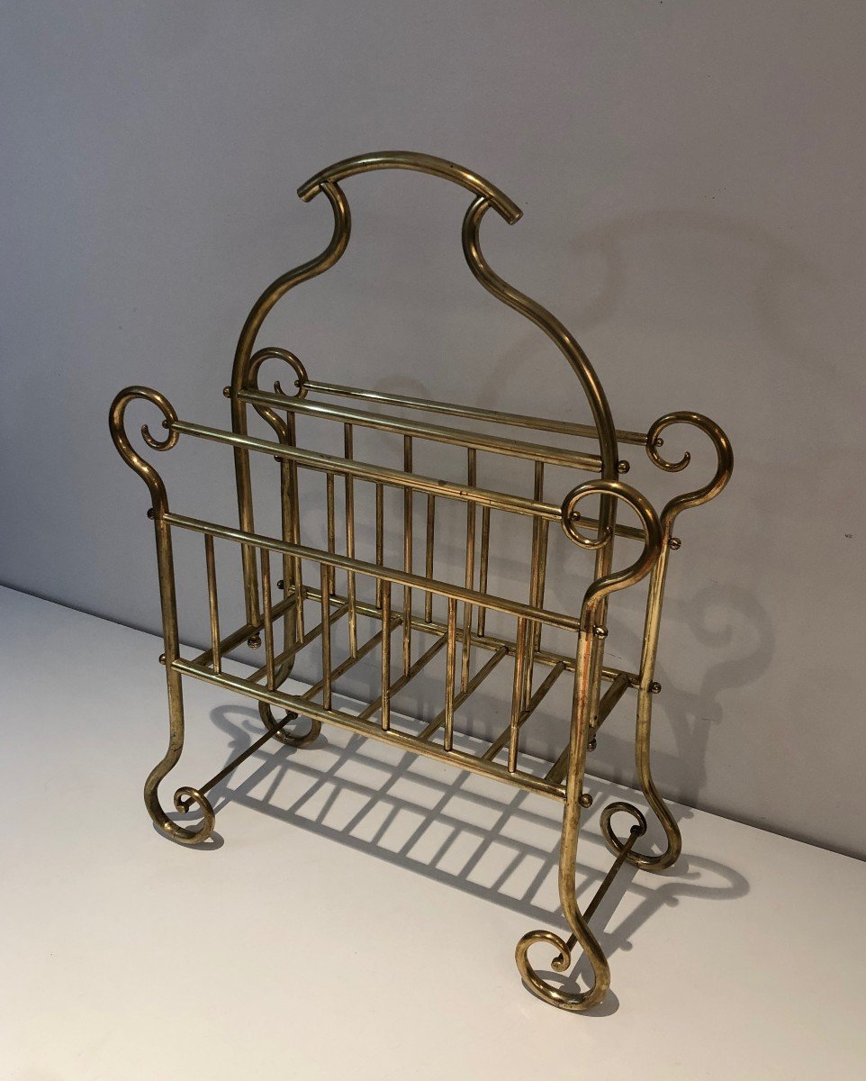 Brass Magazine Rack. French Work, Circa 1900-photo-5