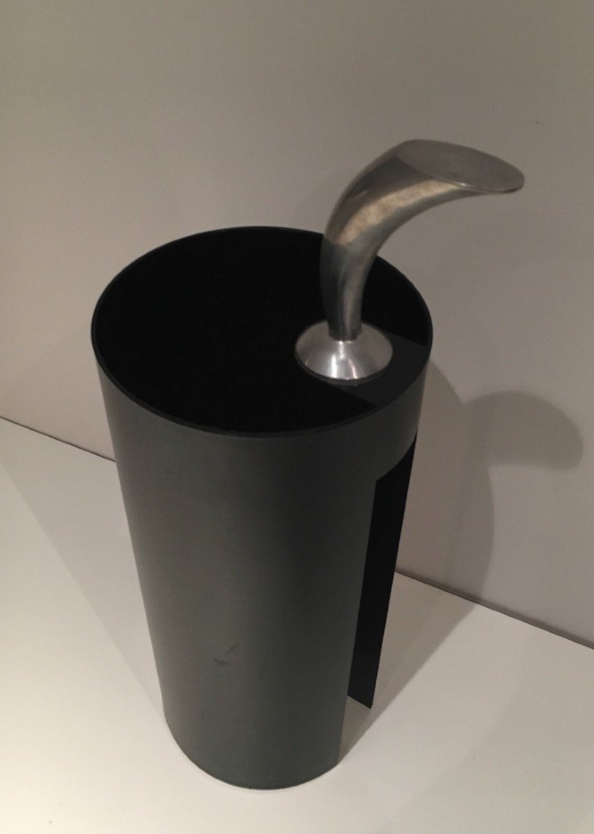 "golf" Black Plastic And Chrome Umbrella Stand. Italian Work Signed. Design By Archap In Italy Bt Inipress. Circa 1970-photo-1