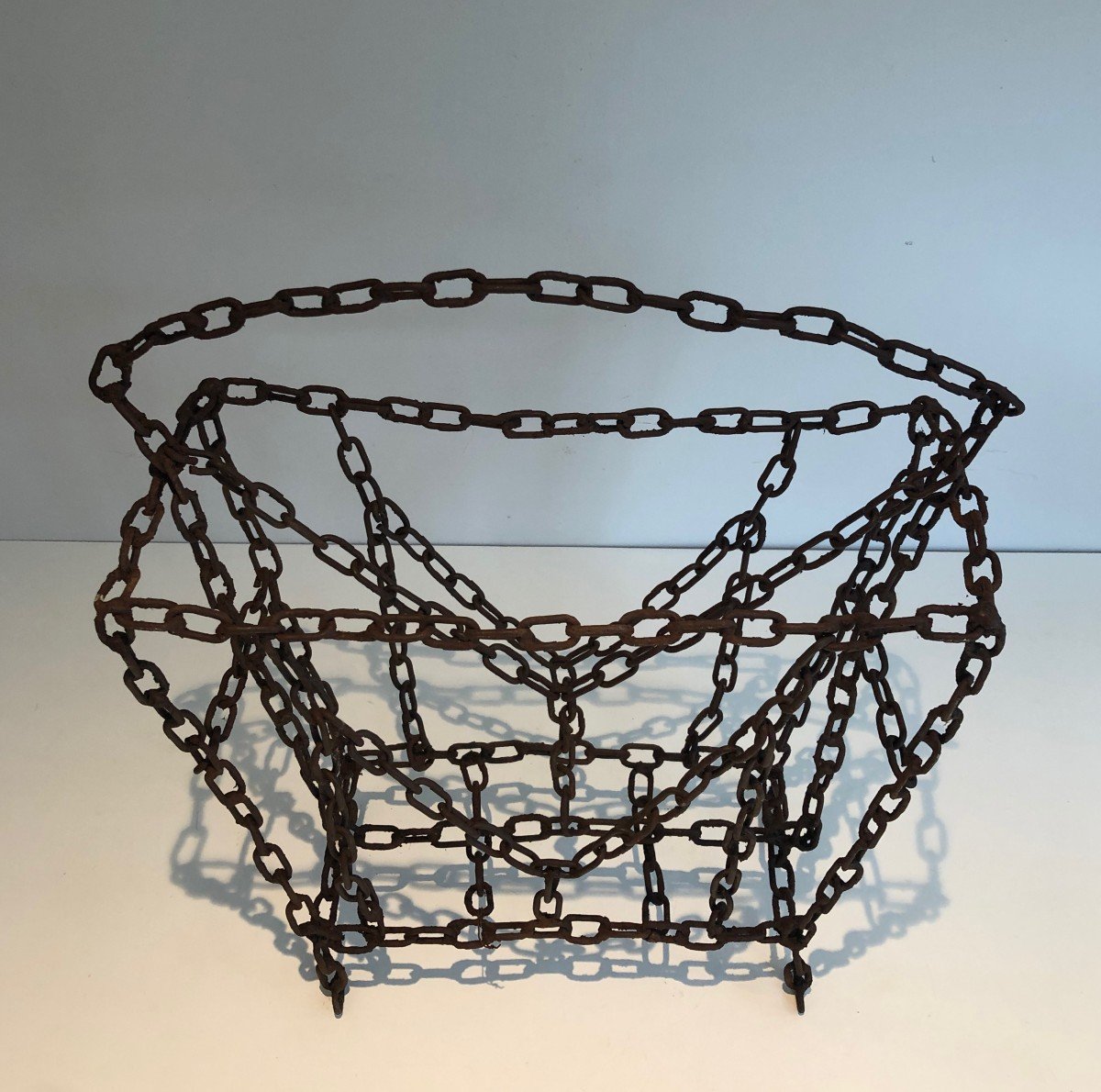 Magazine Rack Made Of Chains. French Worck. Circa 1950-photo-4