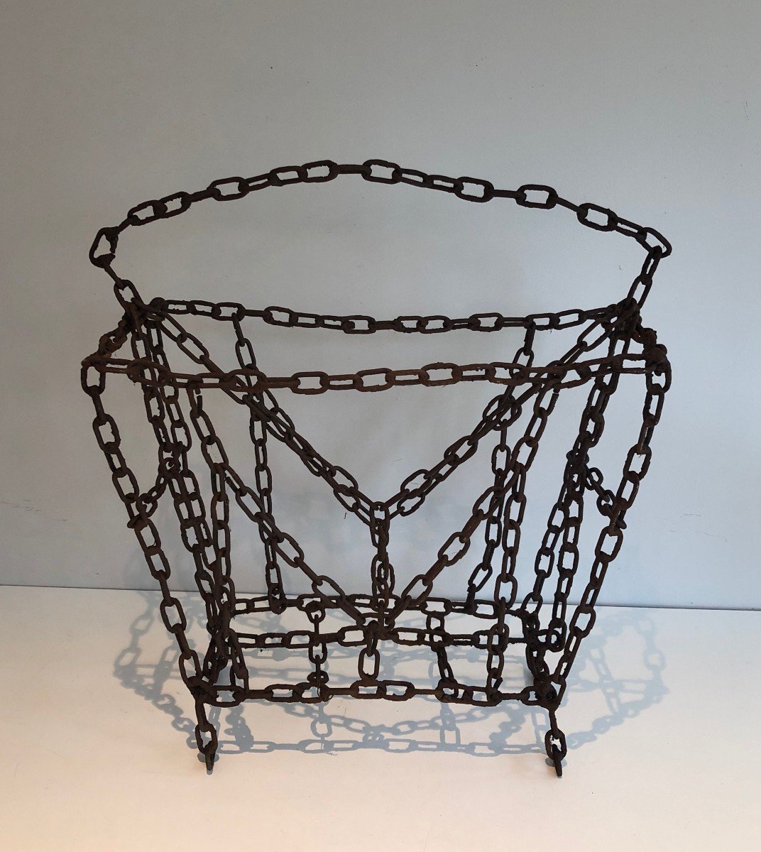 Magazine Rack Made Of Chains. French Worck. Circa 1950