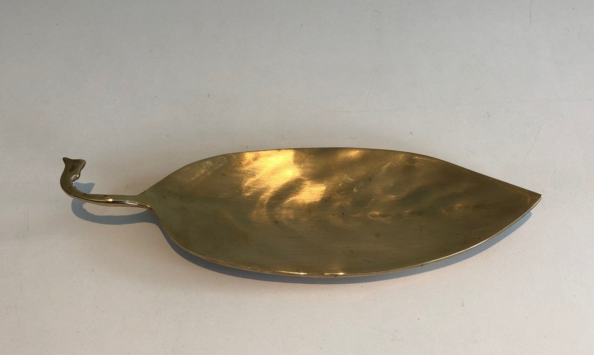 Brass Vide-poche Representing A Leaf. French Work. Circa 1970-photo-5