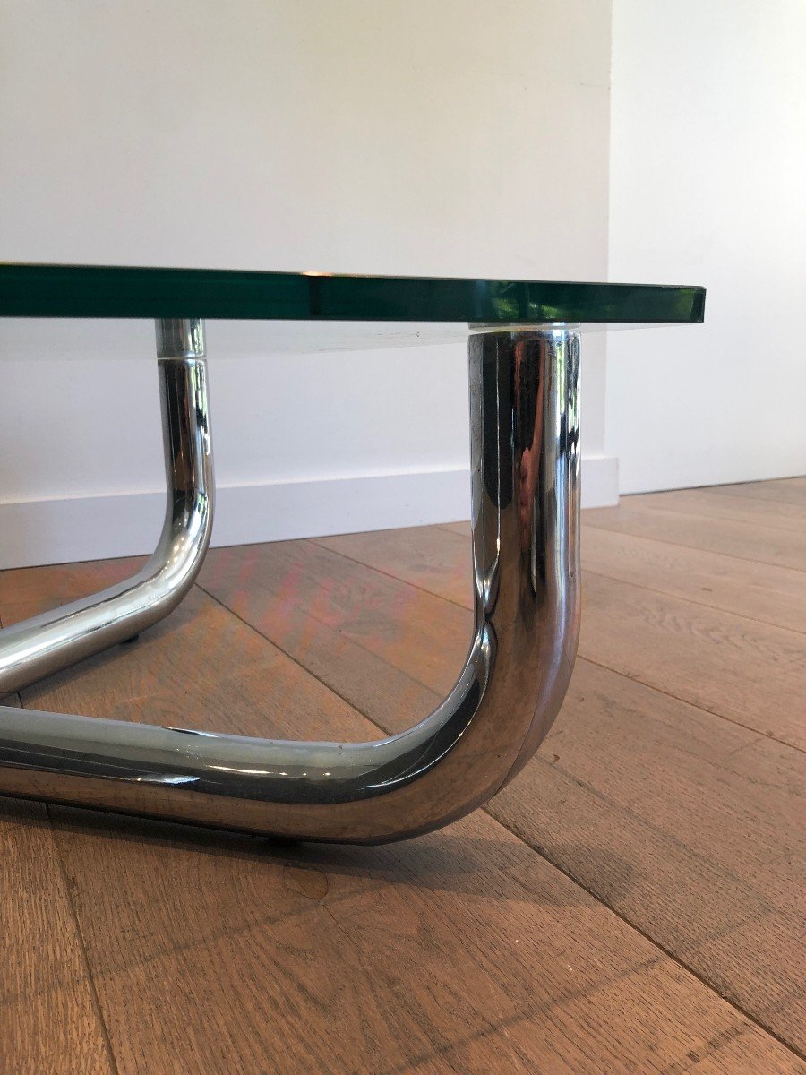 Chromed Coffee Table With Glass Shelf-photo-4