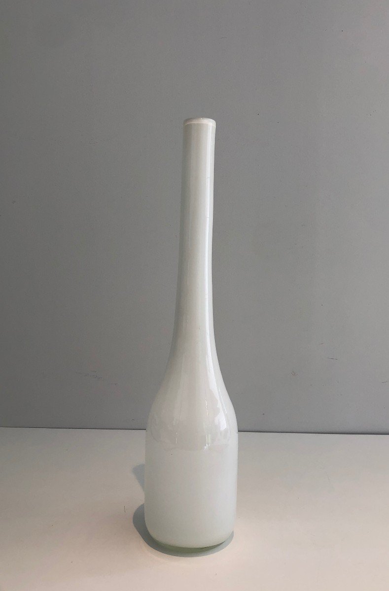 Tall White Opaline Glass Vase-photo-2