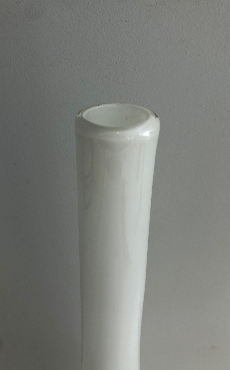 Tall White Opaline Glass Vase-photo-4