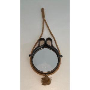 Small Ceramic And Rope Mirror. Some Cooking Fault. French Work. Circa 1970