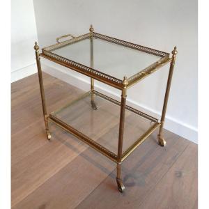 Neoclassical Style Brass Drinks Trolley With Removable Trays  In The Style Of Maison Jansen