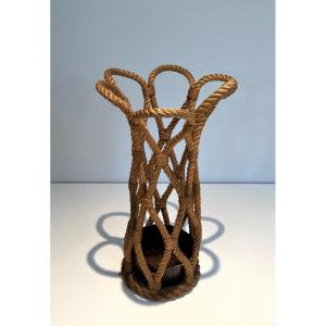 Rope Umbrella Stand. French Work By Adrien Audoux And Frida Minet. Circa 1970