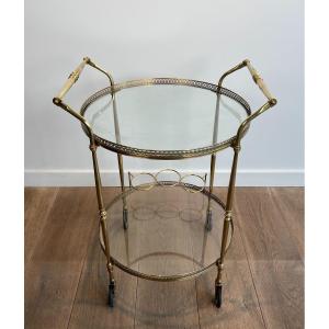 Neoclassical Style Round Brass Drinks Trolley. French Work By Maison Jansen. Circa 1940