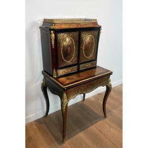 Bureau Bonheur Du Jour En Marqueterie Boulle d'Epoque Napoléon III