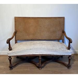 High-backed Walnut Sofa. French Work In The Style Of Louis XIII. Circa 1880