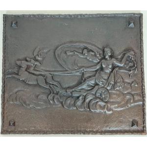 Cast Iron Fireplace Plaque Representing Diana, Goddess Of The Hunt On Her Chariot