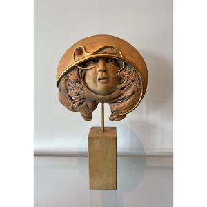 Terracotta Sculpture. Belgian Work Signed In Hollow Jvc And Bearing A Jean-claude Vanhaecke 