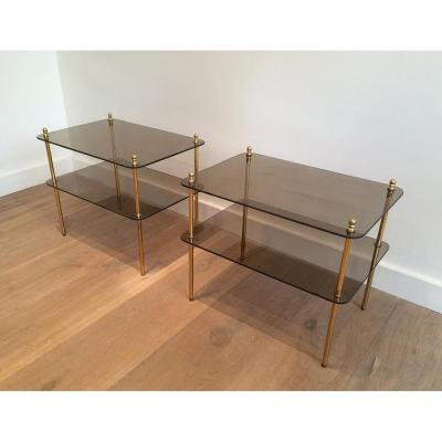 Pair Of Bouts Of Sofa And Brass Skate Tinted Glasses. Vers1960