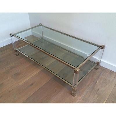 In Large Table Plexiglass And Brass Around 1970