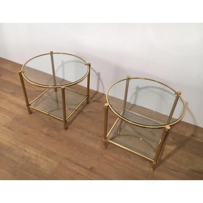 Pair Of Bouts Of Sofa Round 2 Brass Plates. Around 1970